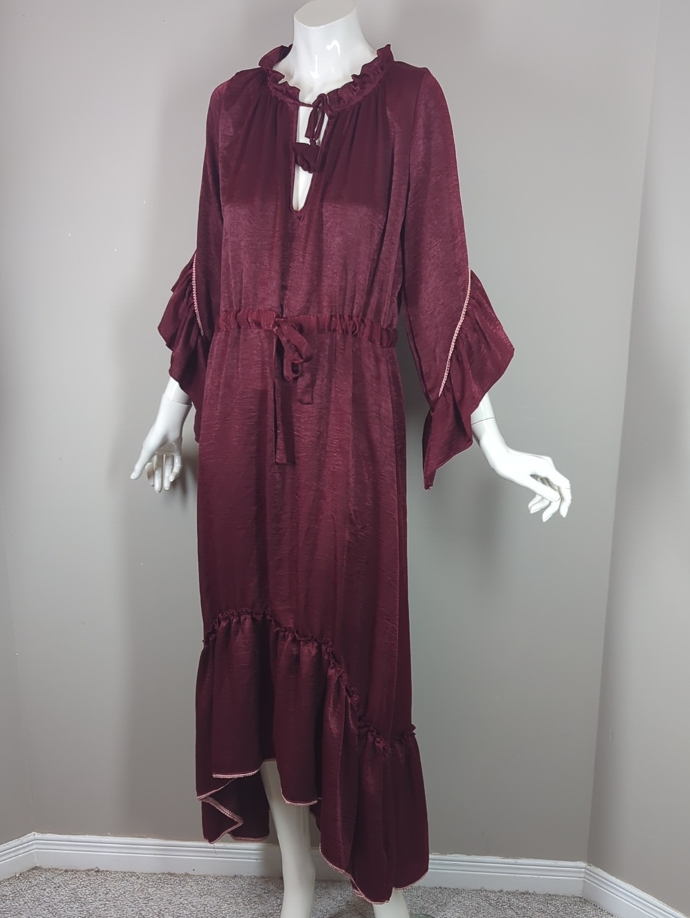 Misa Los Angeles Alegria Maxi Women's Ruffle Tie-Neck Dress